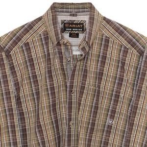 ARIAT MENS PRO SERIES COWBOY WESTERN BUTTON-DOWN LS SHIRT MULTI COLOR PLAID M